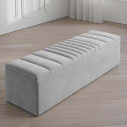 Safar 137cm Large Ottoman Storage Box - Naples Shoes Bench - Silver Lined Upholstery Blanket Storage Box