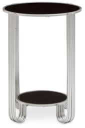 Jolie Round End Table Black Mirror And Silver Frame Silver