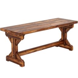 Outsunny Wooden Garden Bench, Rustic Backless Outdoor Loveseat, Carbonised Brown Carbonised finish Not provided