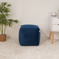 rucomfy Velvet Cube Bean Bag Pouffe - Soft Stylish Footstool