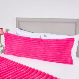 OHS Ribbed Faux Fur Bolster Pillow Soft Maternity Support Cushion Pink One Size