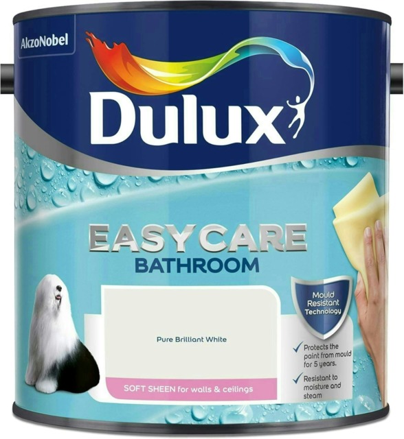 Dulux Easycare Bathroom Soft Sheen 2.5L Pure Brilliant White
