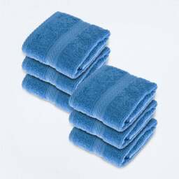Homescapes Turkish Cotton Cobalt Blue Face Cloth - Set of 6