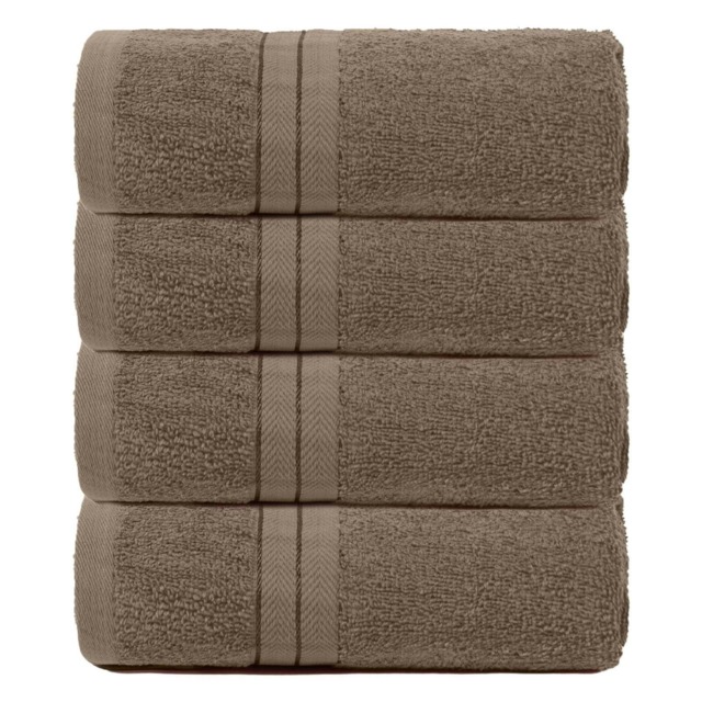 OHS 4 x Soft Luxury 100% Cotton 500GSM Bathroom Hand Towels, 50x80cm - Mocha