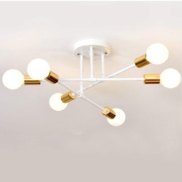 Modern Chandelier 6 Lights White and Gold