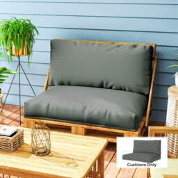 Outsunny 2 Seat Pallet Cushions 20cm Thick Outdoor Seat Pads, Charcoal Grey Grey
