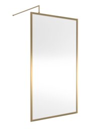 Balterley Toughened Safety Glass Wetroom Screen with Support Bar Copper Brushed Brass