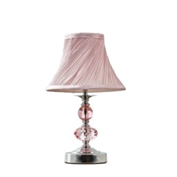 ValueLights Jaigier Chrome and Pink Touch Table Lamp Pleated Shade and Bulb