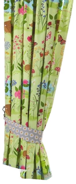 "Bluebell Woods Green Pencil Pleat Curtains Green Multi 66x72"""