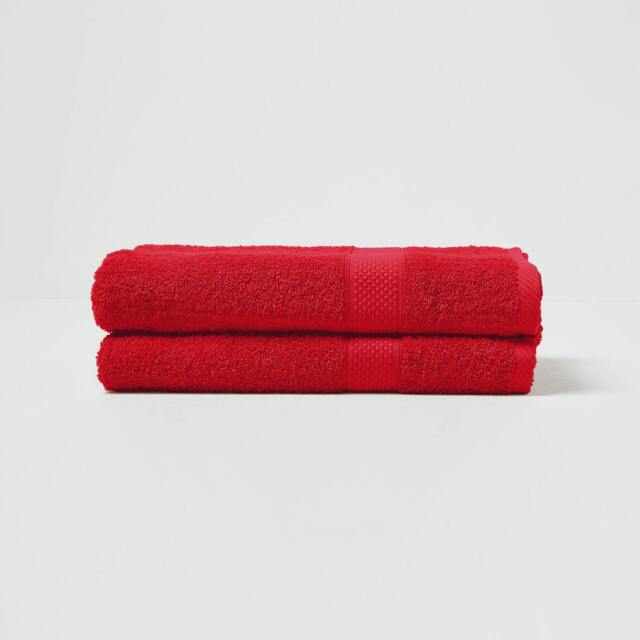 Homescapes Turkish Cotton Bath Towel Set of 2 - Red Red Bath towel 2