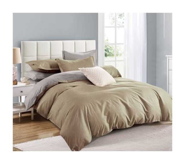 Ezysleep Reversible Natural Printed Duvet Set - Luxurious Duvet Cover And Pillowcases Cream Natural