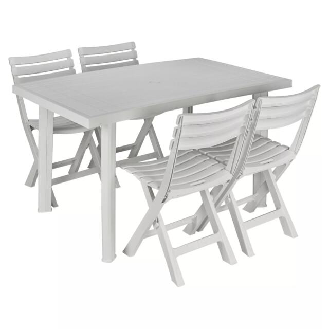 Rectangle Garden Table and 4 Folding Chairs Dining Set Patio Dining Furniture