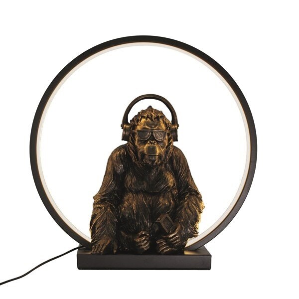 Straits LED Ring Light Gorilla With Headphones Lamp Black