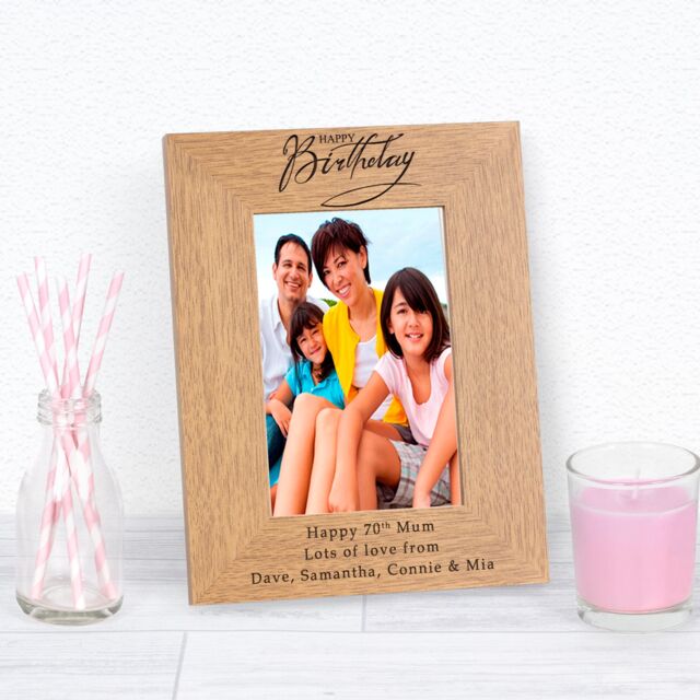 Personalised Happy Birthday Wood Picture Frame 7 x 5 for Mum