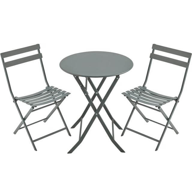 Yaheetech 3-Piece Outdoor Bistro Set with 1 Table & 2 Chairs-Gray Grey Grey