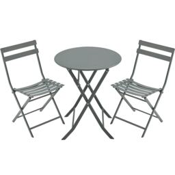 Yaheetech 3-Piece Outdoor Bistro Set with 1 Table & 2 Chairs-Gray Grey Grey