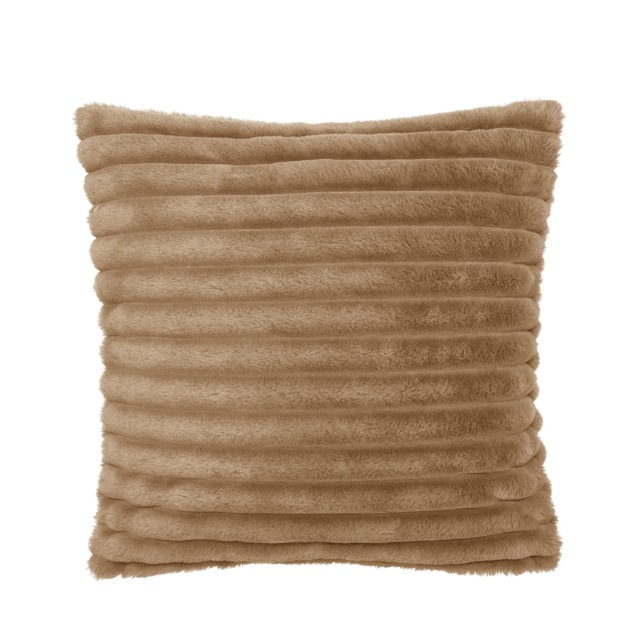 Catherine Lansfield Cosy Ribbed Faux Fur Soft Touch Cushion Cream Natural 45x45cm