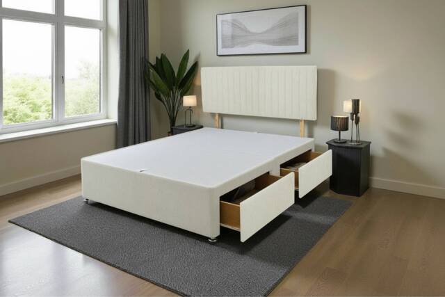 Emily Divan Bed Base 2 Drawers, with Headboard Naples Fabric