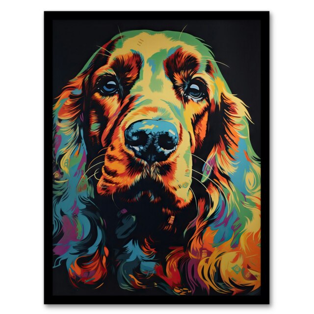 English Cocker Spaniel Pet Dog Portrait Black Framed Wall Art Print A4