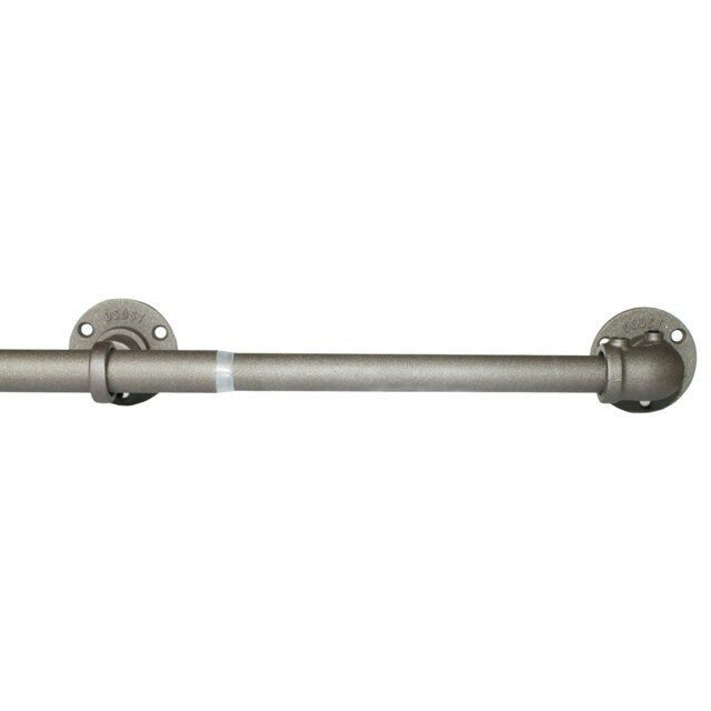 Gun Metal Industrial Room Darkening Extendable Metal Curtain Pole Set 70 - 120cm Grey Grey