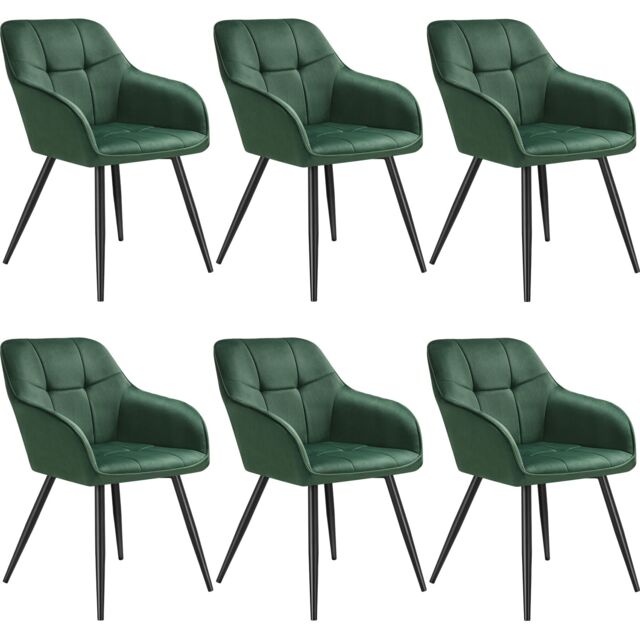 Dining Chair Marilyn - velvet look, quilted pattern Green dark green / black 6
