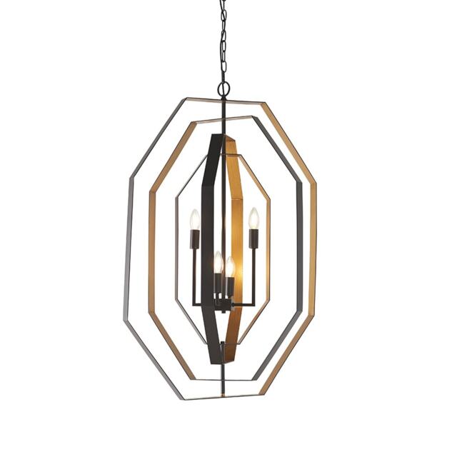 Macerata 4 Light Ceiling Pendant Aged Bronze Effect & Antique Gold Paint