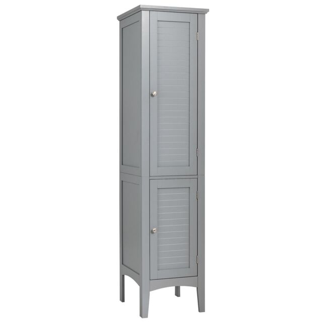 COSTWAY 5-Tier Bathroom High Cabinet Organizer Tall Grey