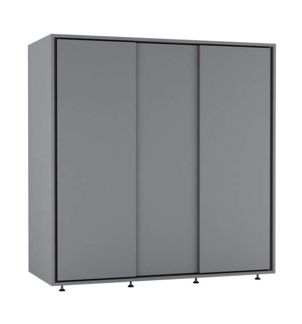 120cm 3 Sliding Doors Children Kids Wardrobe Bedroom Storage Closet Hanging Rail Grey Grey 1