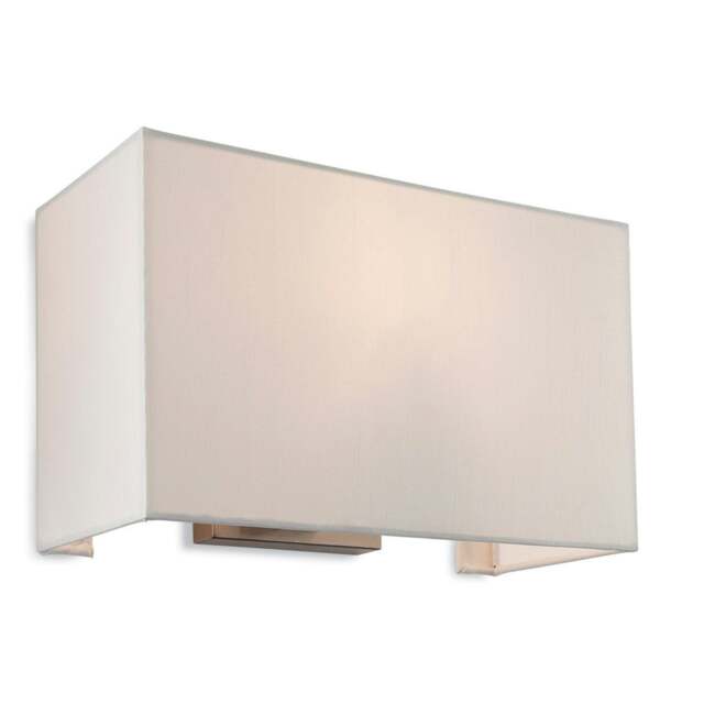 Fargo 1 Light Single Indoor Wall Light Brushed Steel, Cream Shade, E27