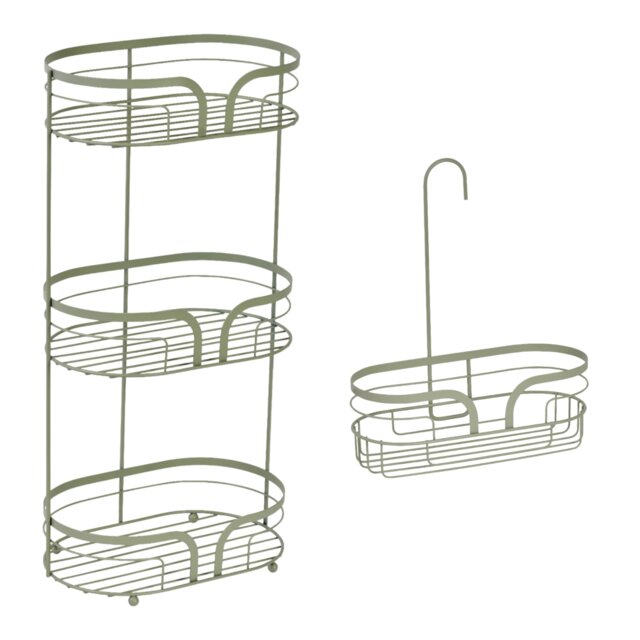 Showerdrape Dante Sage Green Freestanding Floor Caddy and Mini Shower Caddy Green Sage Green 1