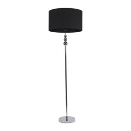 ValueLights Marissa Black Shade with Chrome Stacked Ball Floor Lamp Black