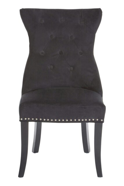 Orsina Black Cotton Velvet Dining Chair, High Quality Velvet Chair, HighBack Accent Chair, Cozy Borg Chair