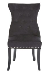Orsina Black Cotton Velvet Dining Chair, High Quality Velvet Chair, HighBack Accent Chair, Cozy Borg Chair
