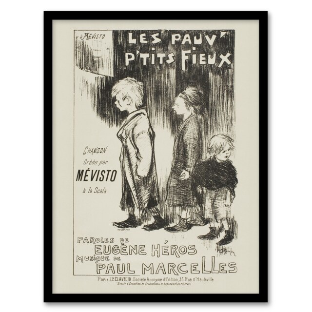 "Poor Little Things Poster Sketch Steinlen Framed Wall Art Print 12X16"""