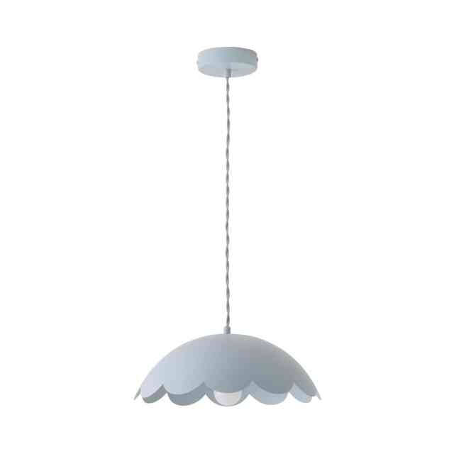 ValueLights Millie Powder Blue Scallop Pendant Ceiling Light and Bulb