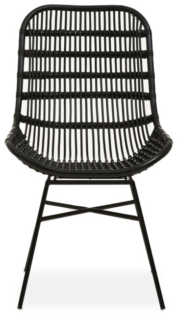Orsina Curved Black Natural Rattan Chair, Rustless Rattan Chair, Easy Cleaning Rattan Armchair
