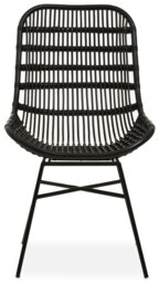 Orsina Curved Black Natural Rattan Chair, Rustless Rattan Chair, Easy Cleaning Rattan Armchair