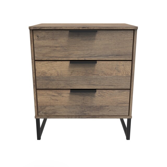 Beijing 3 Drawer Midi Chest of Drawers in Vintage Oak (Ready Assembled) Brown Vintage Oak
