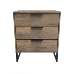 Beijing 3 Drawer Midi Chest of Drawers in Vintage Oak (Ready Assembled) Brown Vintage Oak