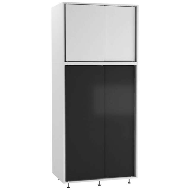 180cm 4 Sliding Doors Wardrobe Bedroom Storage Closet Hanging Rail Cupboard Unit Multi White with Black Doors 1