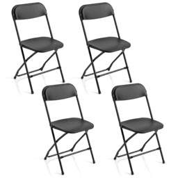 4 Pack Folding Chairs,Portable & Foldable PP Chairs with Heavy Duty Metal Frame, Indoor & Outdoor Seating for Wedding, Party, Picnic, Office