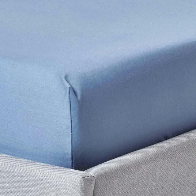 Homescapes Air Force Blue Egptian Cotton Fitted Sheet 1000 Thread Count, Double Blue Double