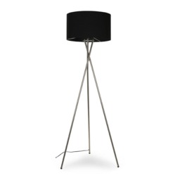 ValueLights Camden Chrome Tripod Floor Lamp Black Shade and Bulb