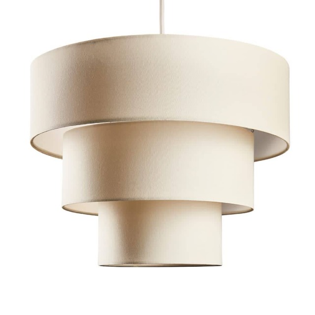 ValueLights Vermont Fabric Cream Tiered Pendant Shade and Bulb