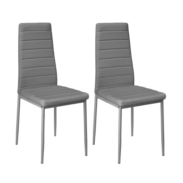 Living and Home Set of 2 Faux Leather High Back Dining Chairs - Grey