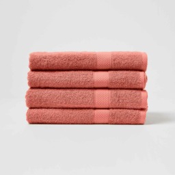 Homescapes Turkish Cotton Bath Towel Set of 4 - Burnt Orange Orange Hand towel 4