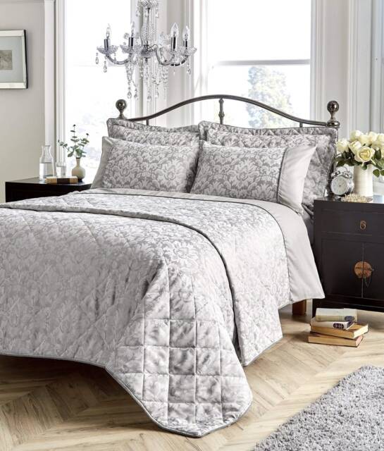 Savoy Woven Jacquard Duvet Set in Grey - Super King Grey Grey Super King