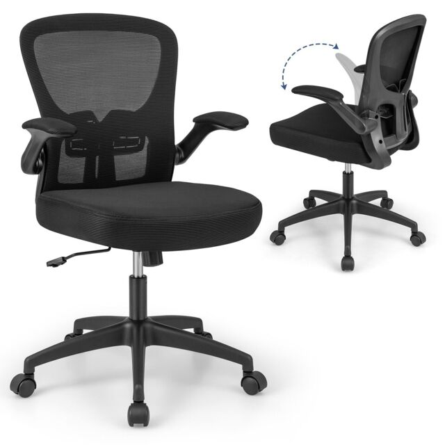 COSTWAY Adjustable Swivel Mesh Task Rocking Chair Black