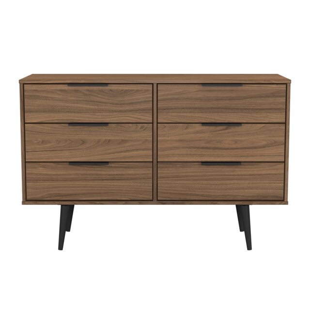 Fuji 6 Drawer Wide Chest of Drawers in Carini Walnut (Ready Assembled) Brown Carini Walnut
