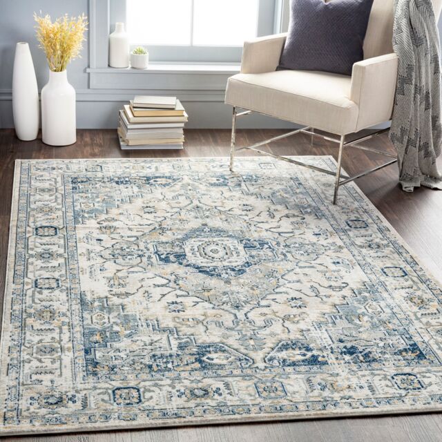 LIVABLISS Jolie-Vintage Traditional Boho Rug 200 x 275 cm Grey Blue Brown Black